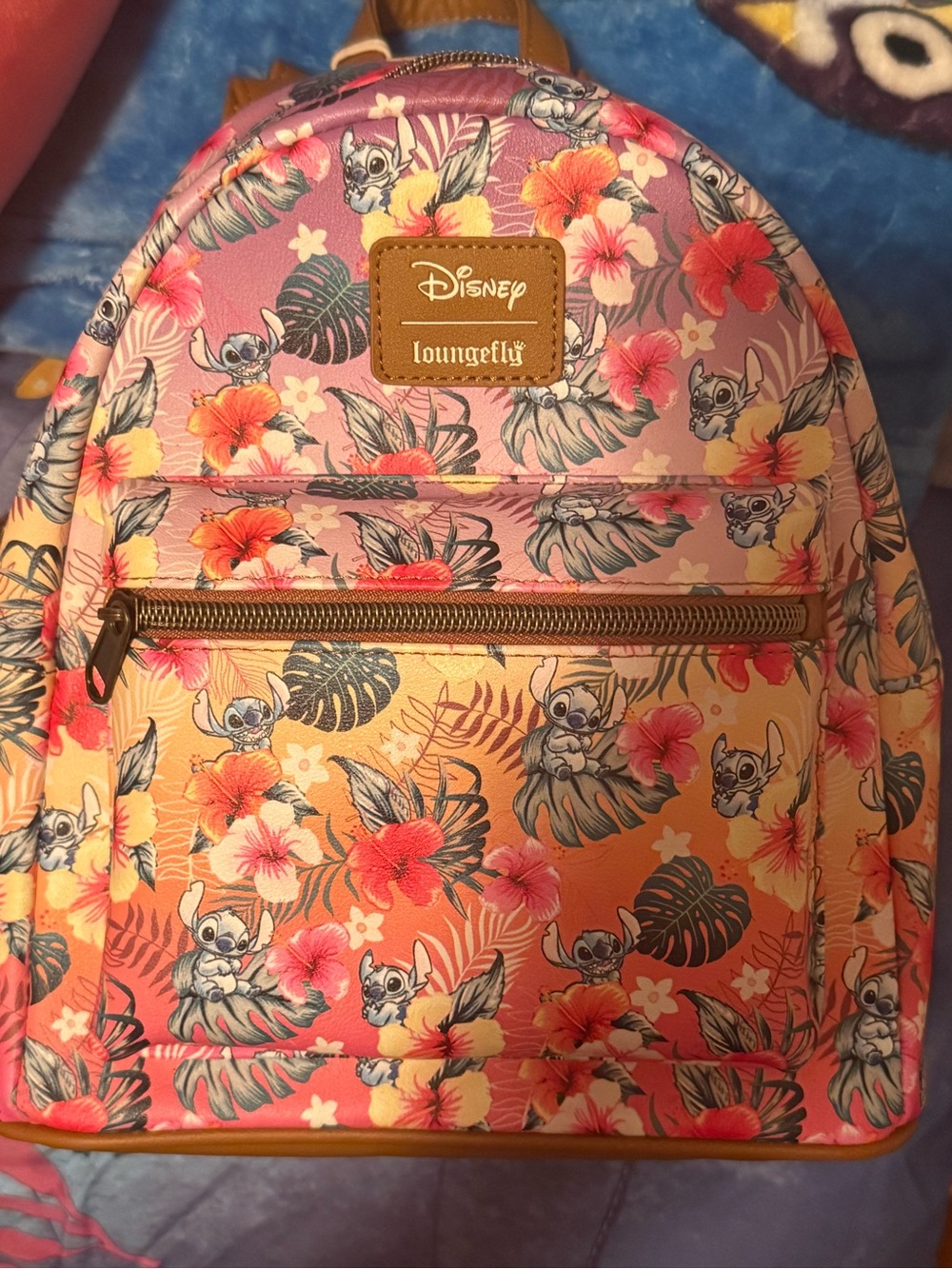 Loungefly Disney Stitch Tropical Floral Mini Backpack in Pink and Orange